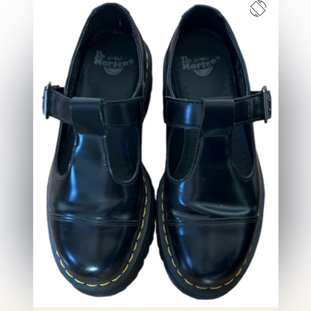 Dr Martens BETHAN POLISHED SMOOTH LEATHER PLATFORM SHOES US9 IT41 UK7
